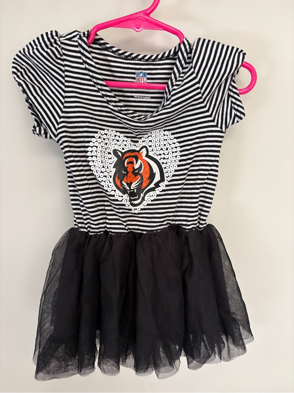 NFL Cincinnati Bengals Toddler Tutu Dress 18M Sequin Logo Striped Game Day